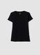 T-shirt nera a maniche corte in cotone organico elasticizzato girocollo_4