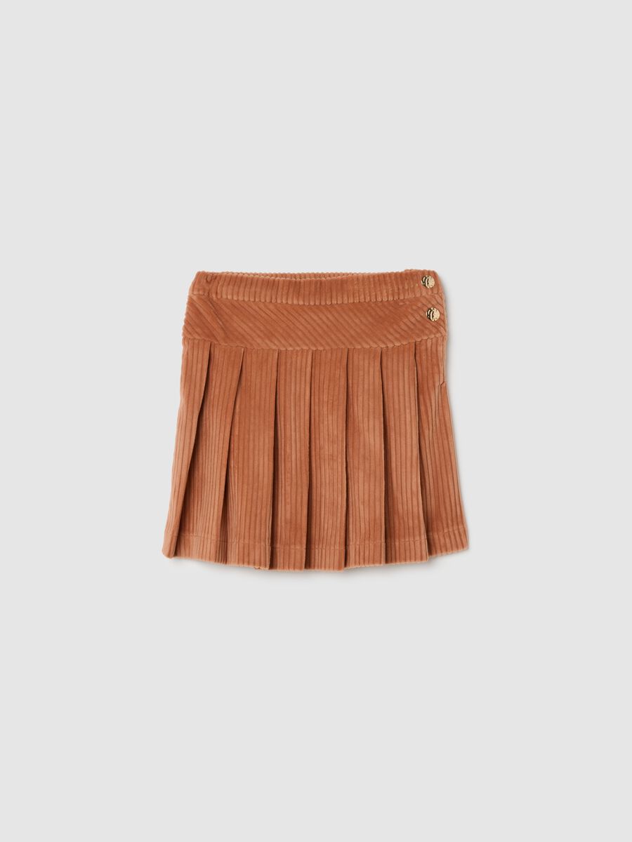 Gonna marrone da bambina in velluto a coste regular fit _0