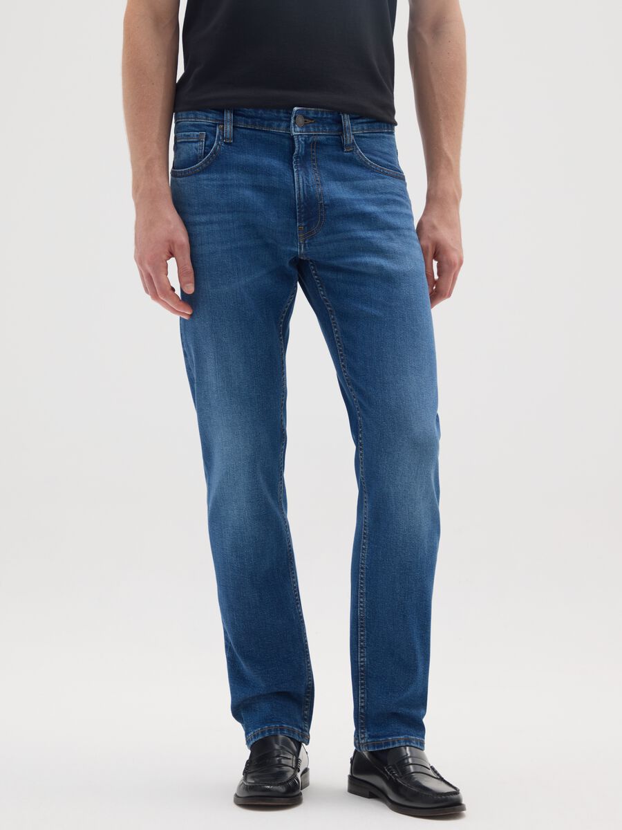 Regular fit blue denim jeans_1