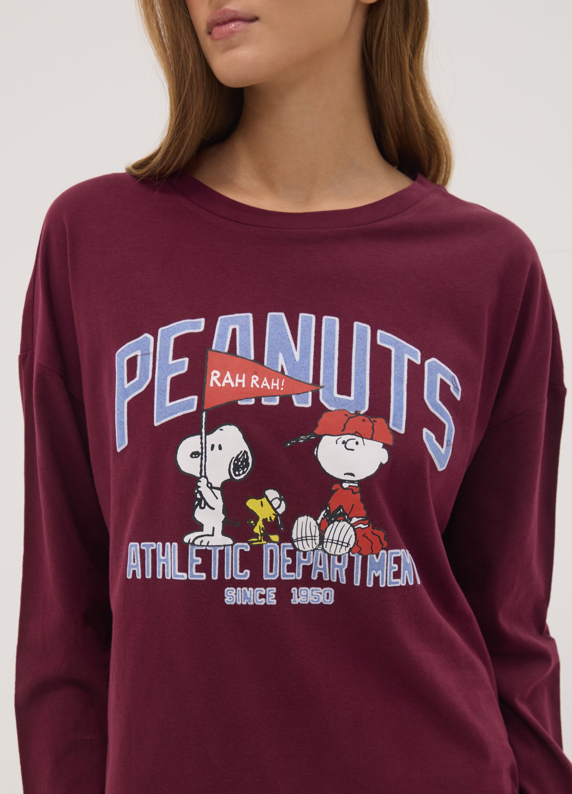 Purple pure cotton Peanuts print pyjama top