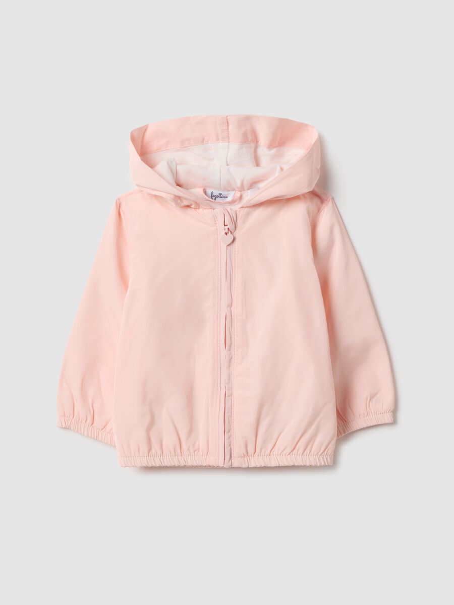Giacca impermeabile rosa regular fit con cappuccio per neonata_0