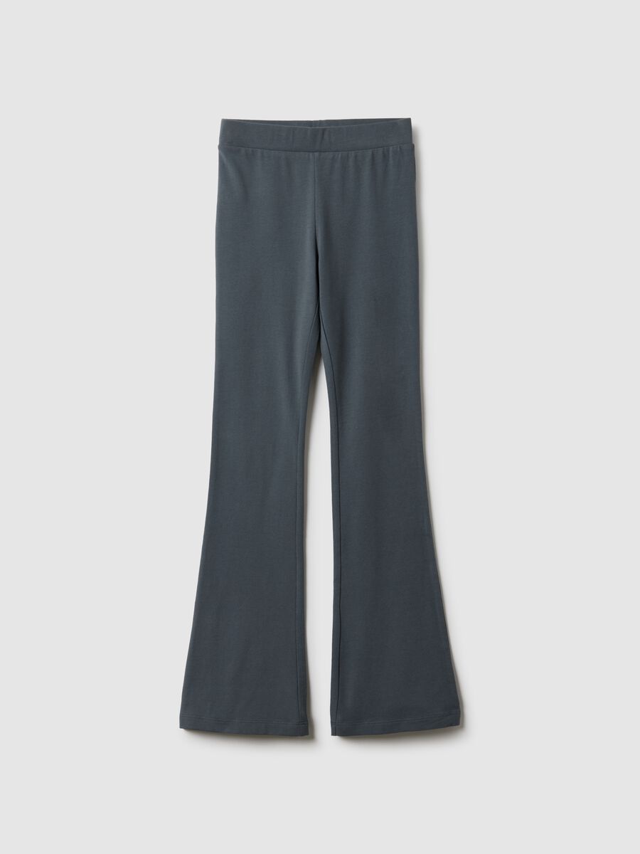 Girls' grey stretch cotton flare leggings_0