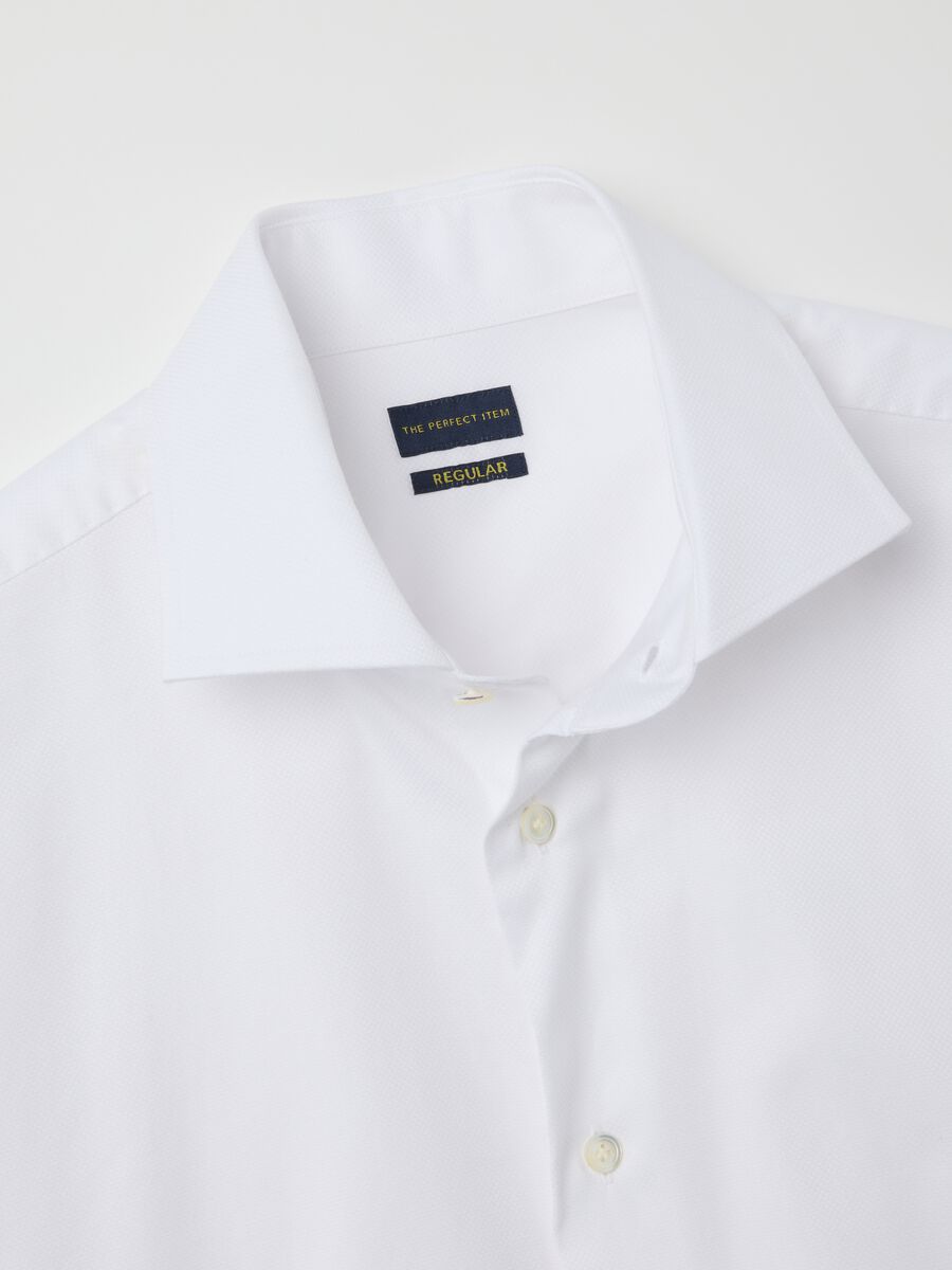 Men's pure cotton white regular fit shirt_1
