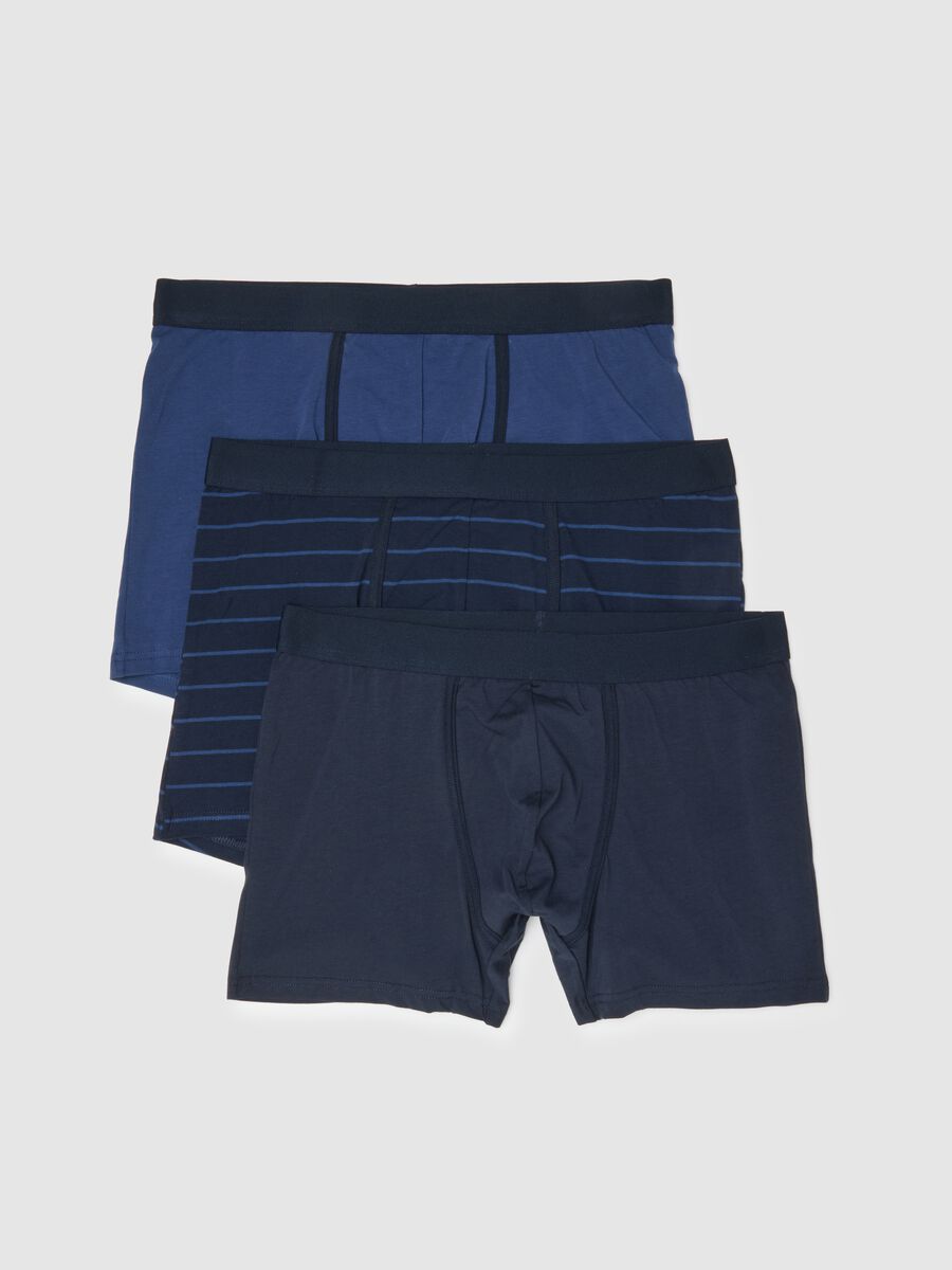 Pack of three blue stretch cotton boxers regular fit_4
