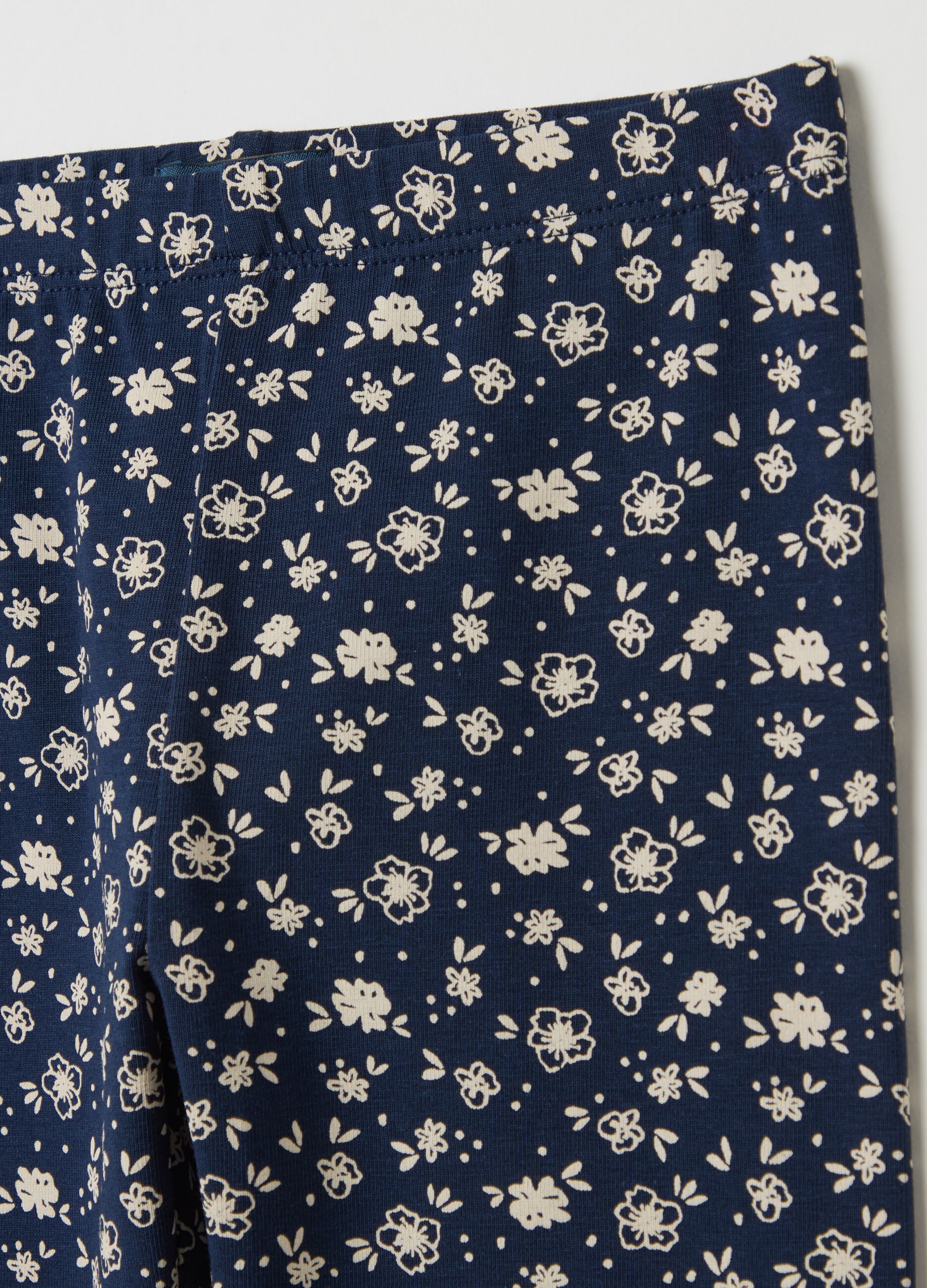 Leggings in stretch cotton with ditsy floral print