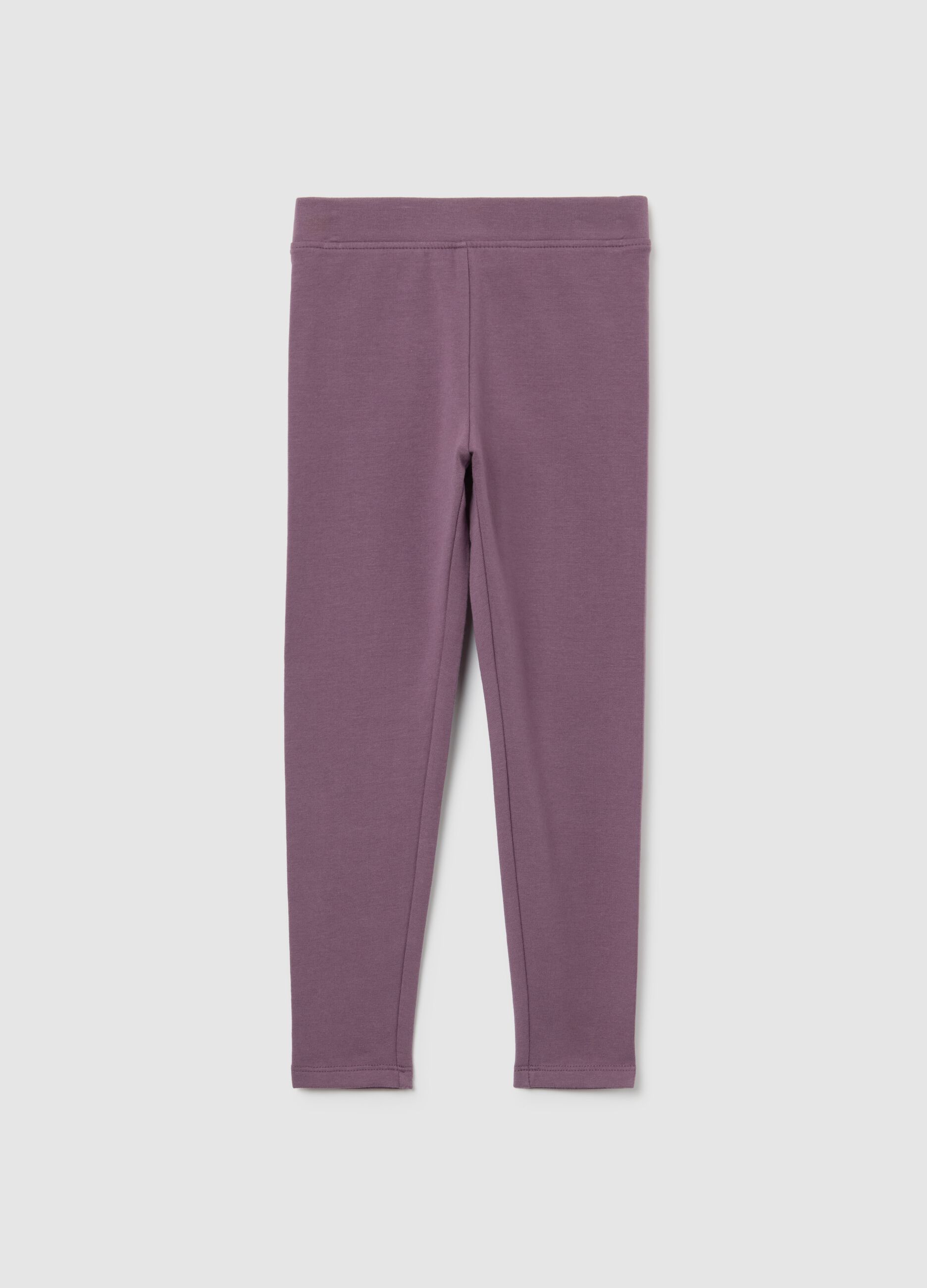 Purple girls' leggings in stretchy cotton with skinny fit