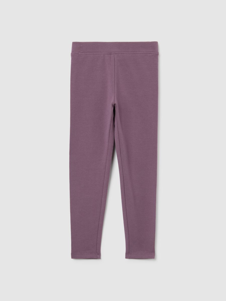 Leggings viola da bambina in cotone elasticizzato vestibilità skinny_0
