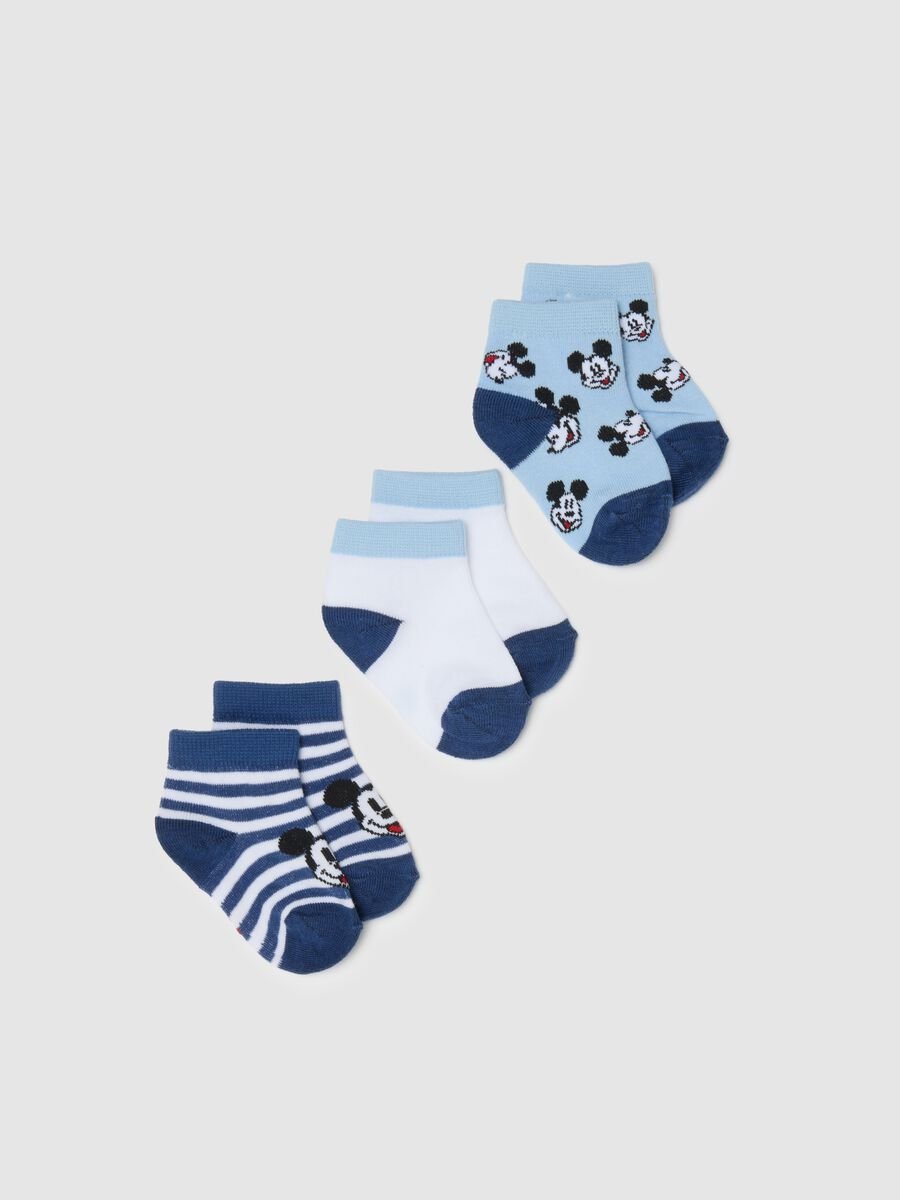 Tripack calze corte in misto cotone multicolor da neonato con Topolino_0