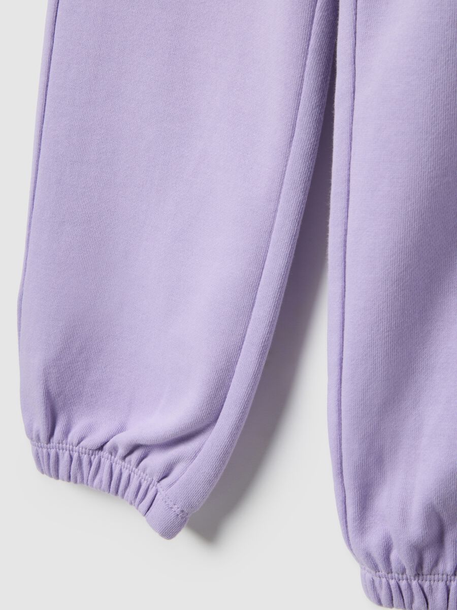Girls' purple jogger trousers in pure cotton, regular fit_3
