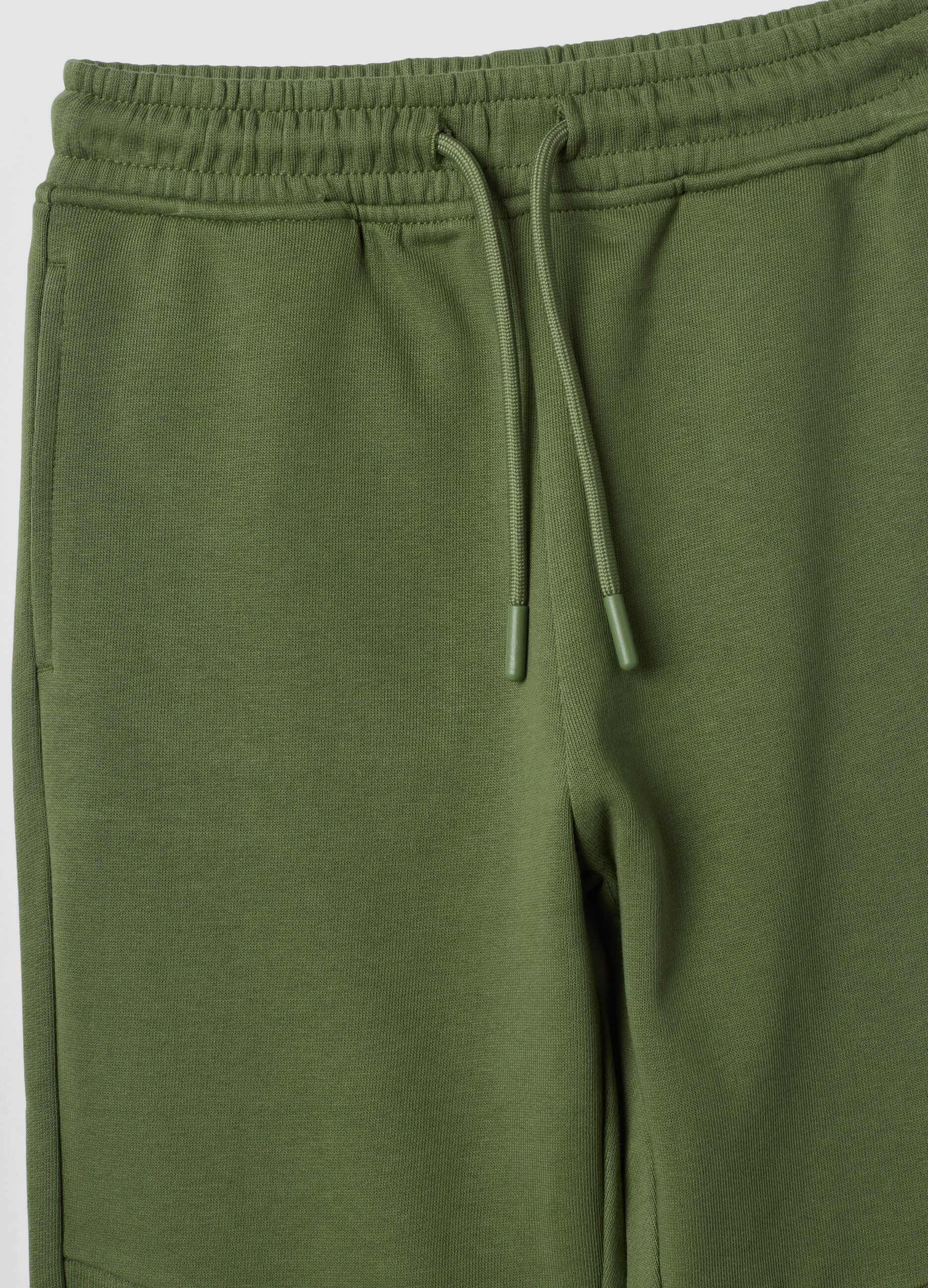 Pantaloni jogger verdi in puro cotone regular fit