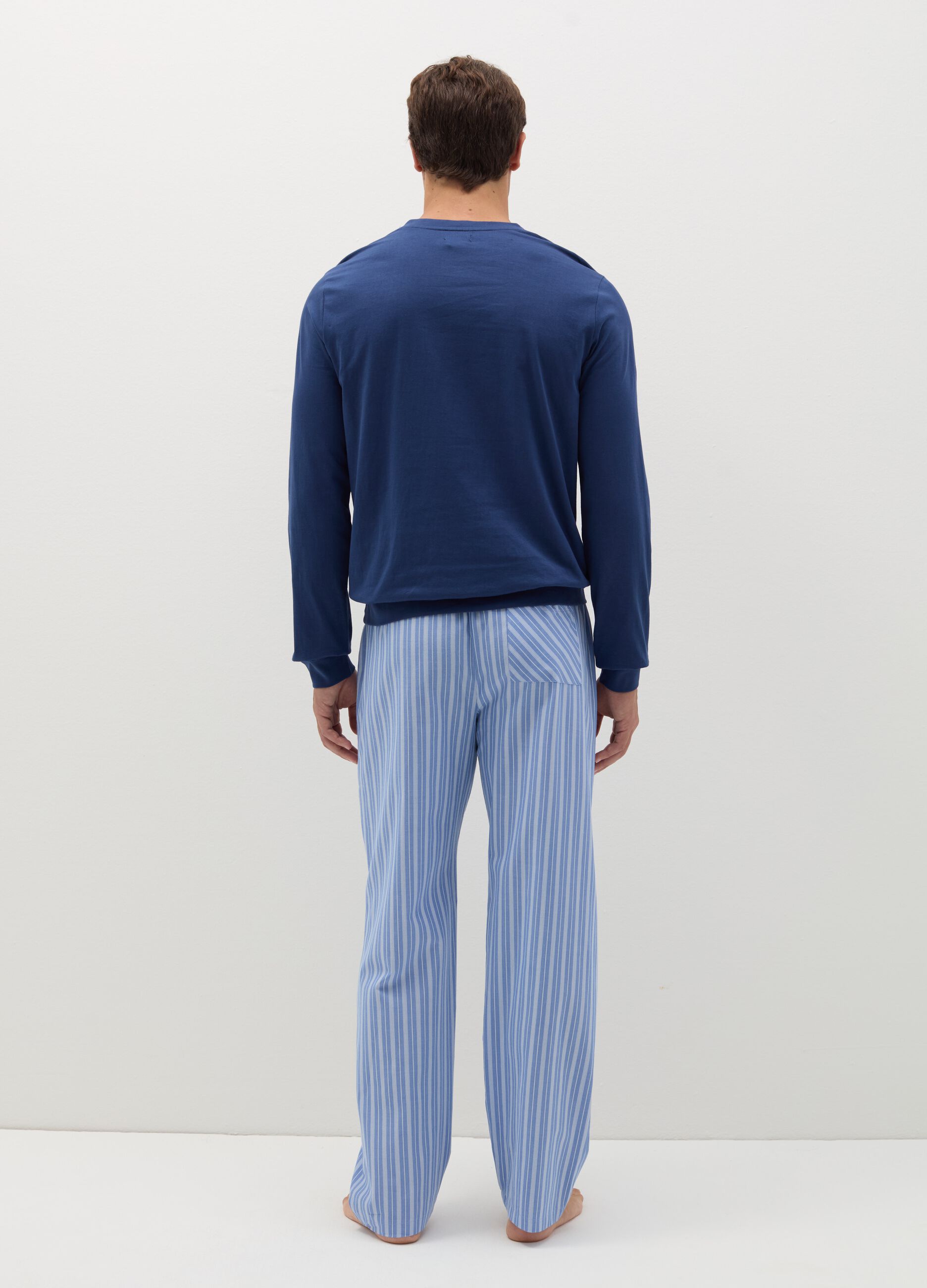 Long pyjamas with granddad neckline