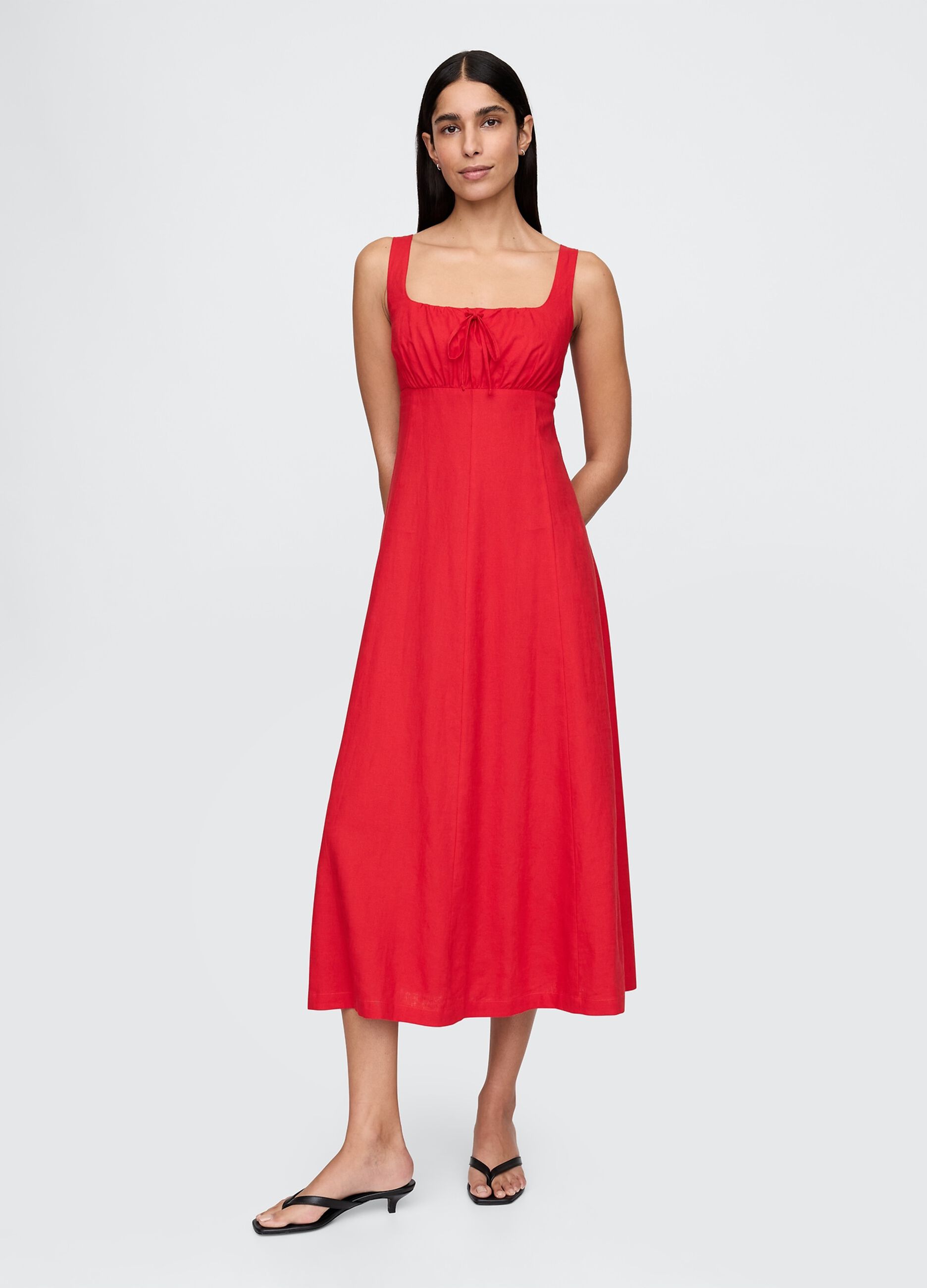 Gap Red Long Linen and Viscose Dress