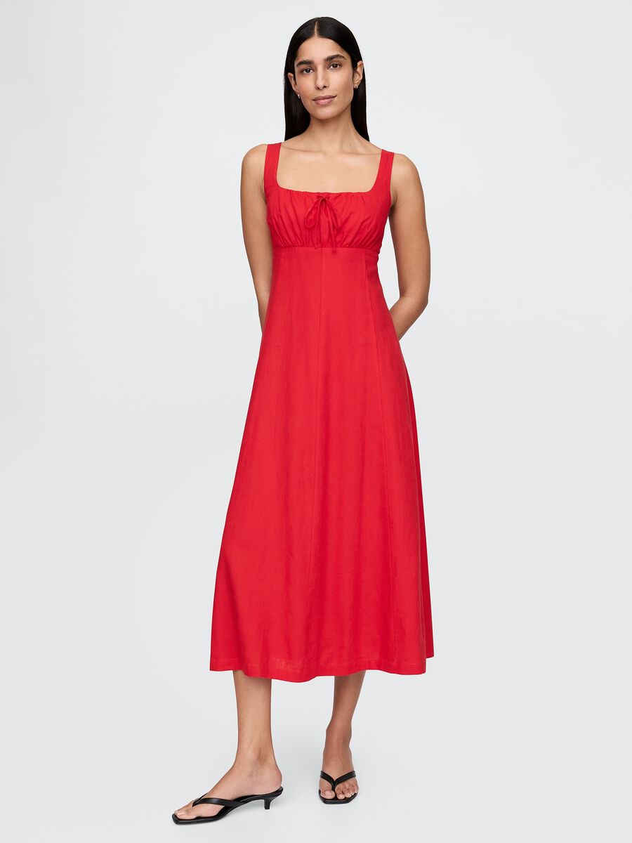 Gap Red Long Linen and Viscose Dress_0