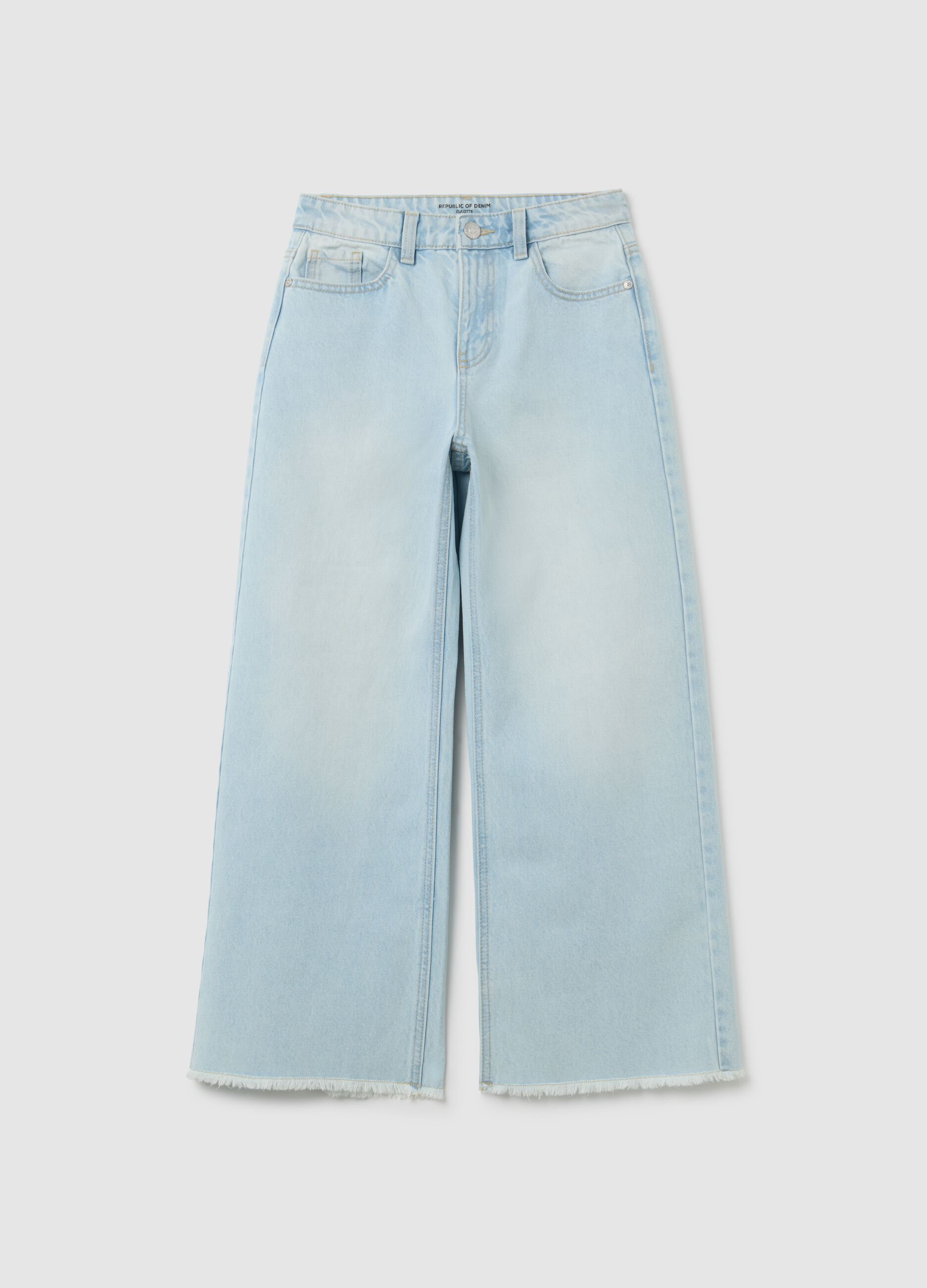 Jeans da ragazza in puro cotone azzurri