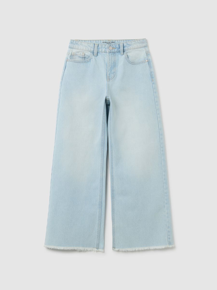 Jeans da ragazza in puro cotone azzurri_0