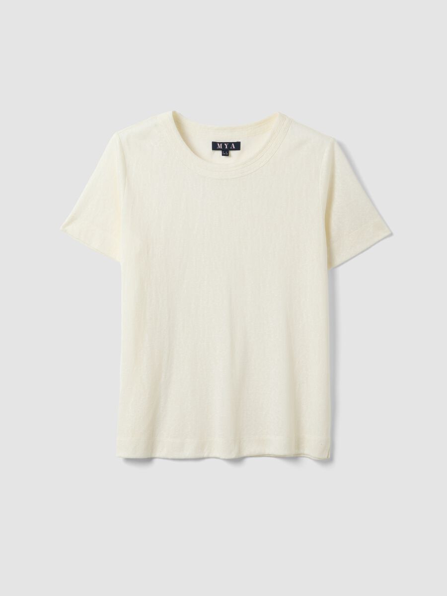 White viscose-blend regular-fit short-sleeve T-shirt_0