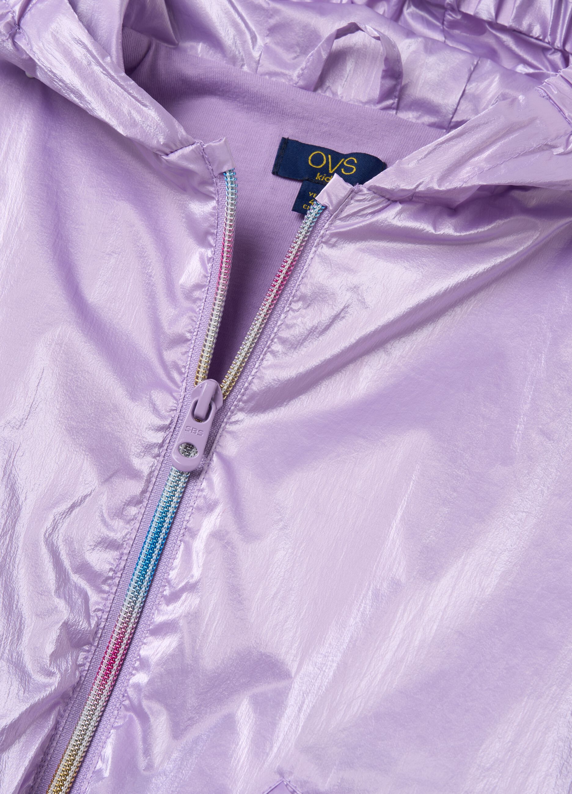 Shiny waterproof jacket with hood