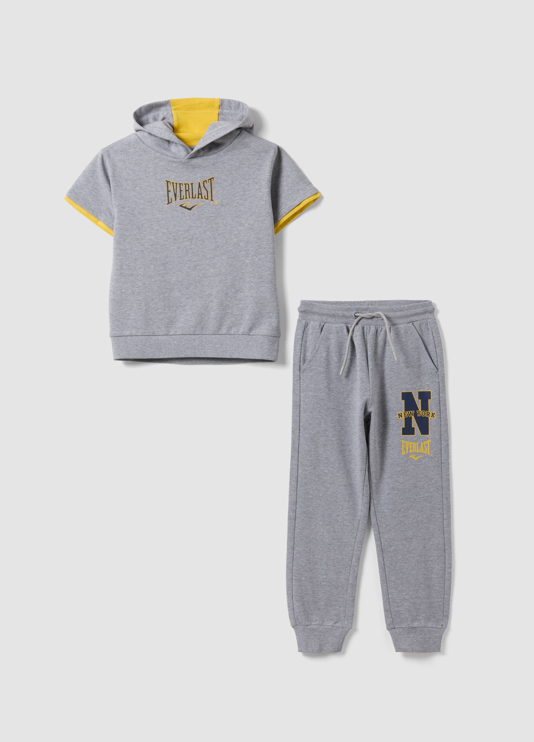 Grey pure cotton jogging set with sweatshirt and trousers for boys