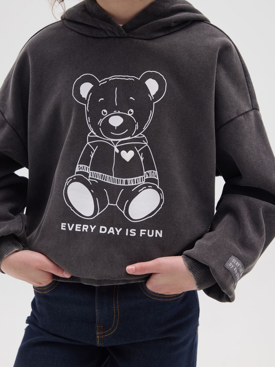 Felpa da ragazza in misto cotone nero vestibilità over_2