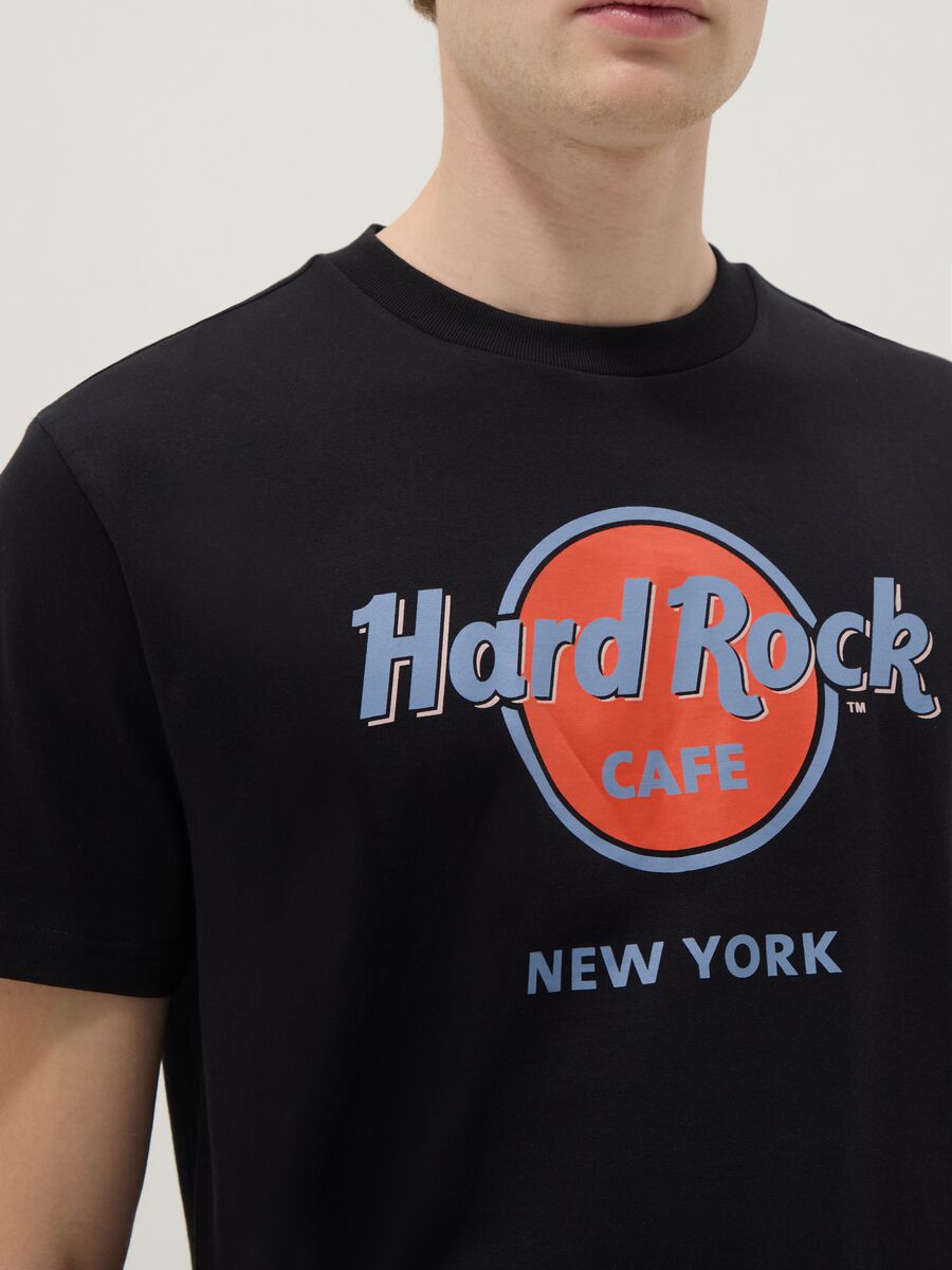 Black pure cotton regular fit T-shirt with Hard Rock Cafe logo_3