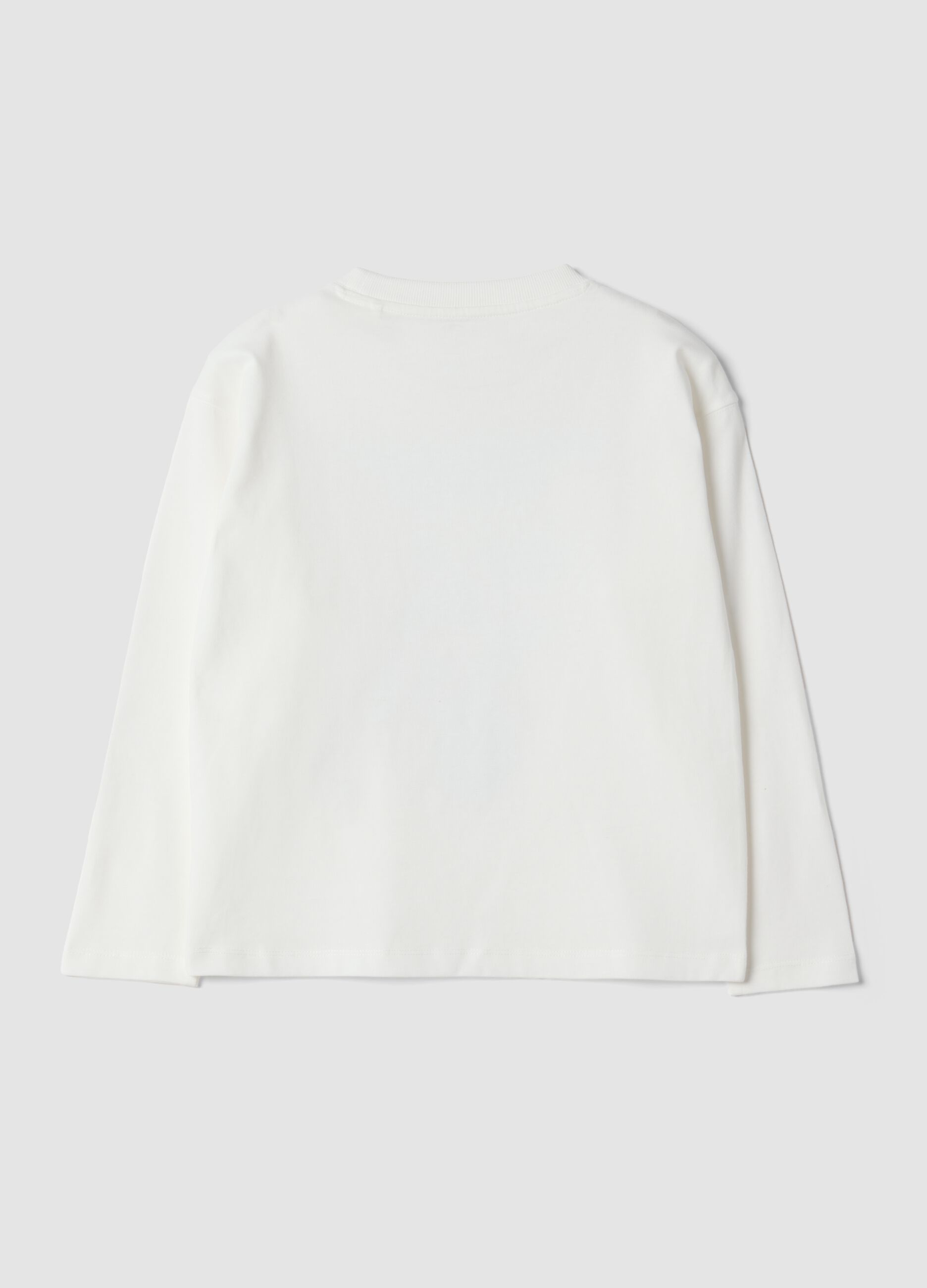 T-shirt bianca in puro cotone con girocollo stampa Mario Kart