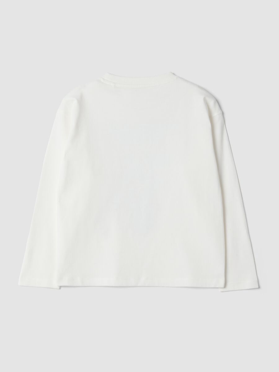T-shirt bianca in puro cotone con girocollo stampa Mario Kart_1