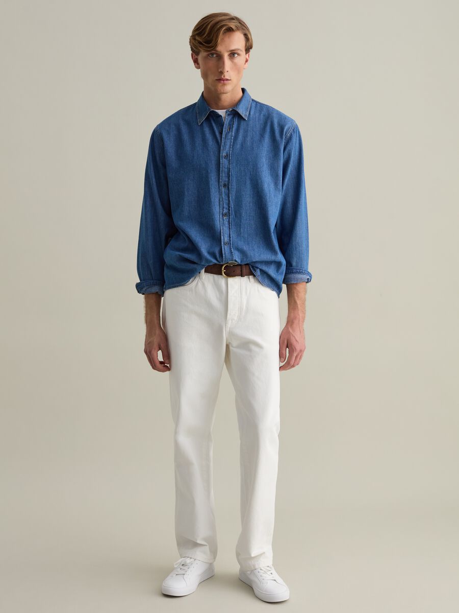 Iridescent-effect denim shirt_3