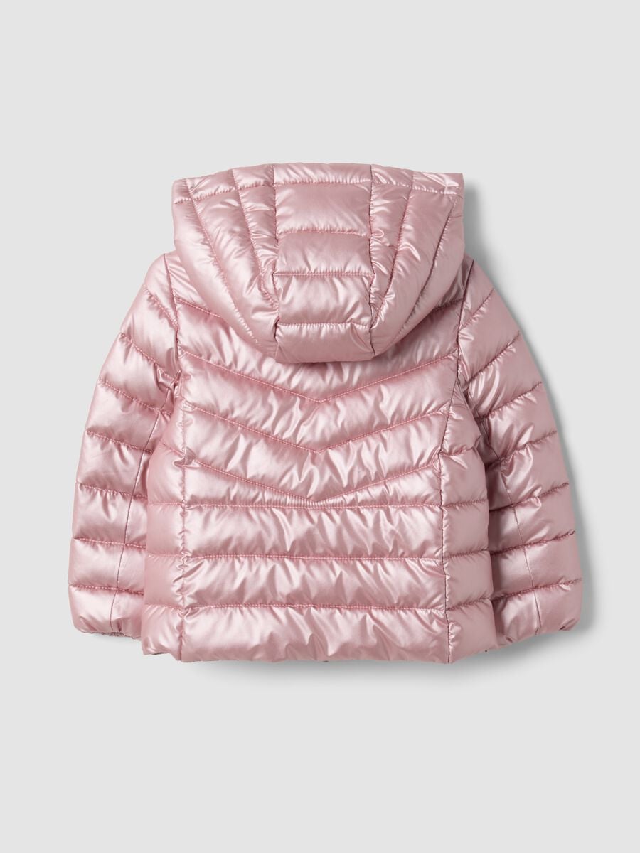 Piumino Ultralight rosa con cappuccio e zip per bimba_1