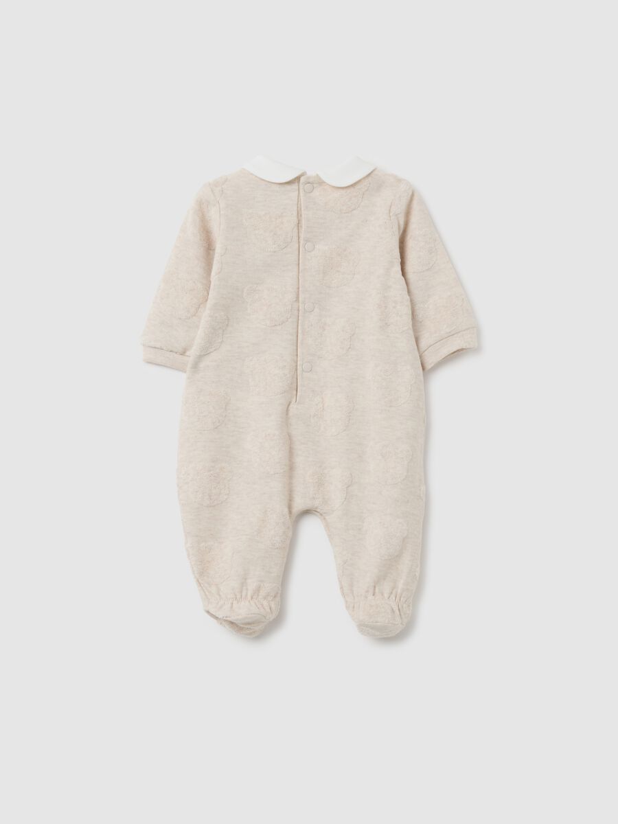 Baby bodysuit in pure beige cotton with collar_1
