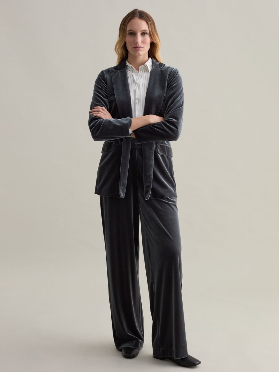 Double-breasted blazer in velvet_1