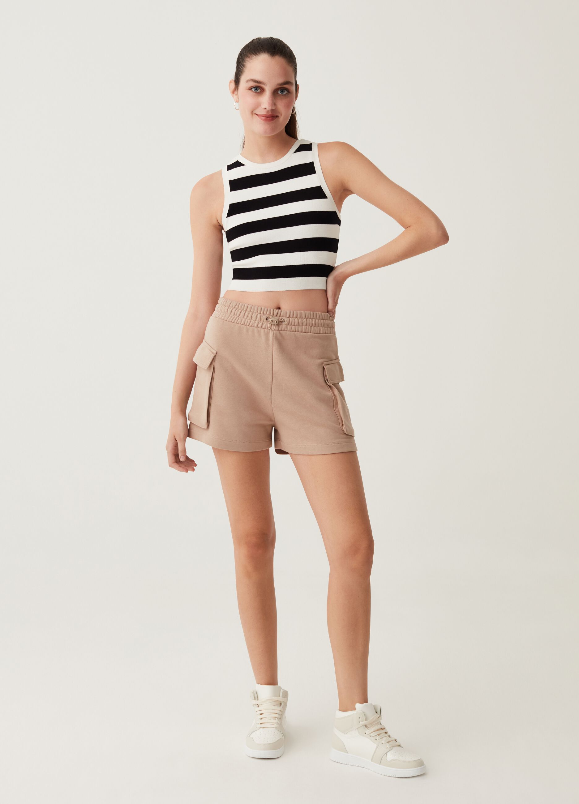 Shorts cargo in felpa_0