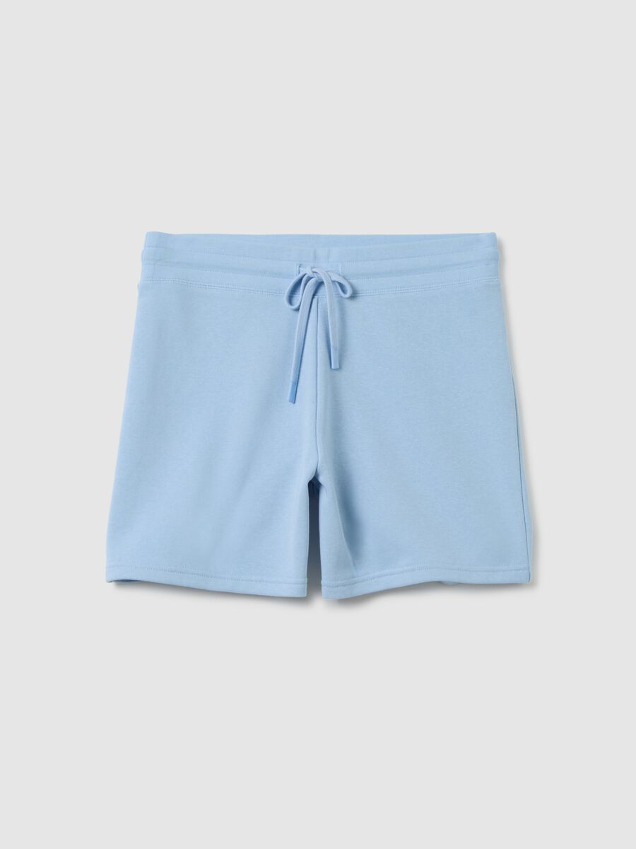 Women's blue cotton blend shorts, regular fit_0