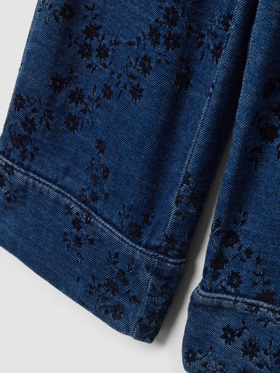 Jeans blu in misto cotone straight fit a fiori_3