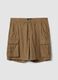 Beige pure cotton cargo Bermuda shorts, regular fit_4