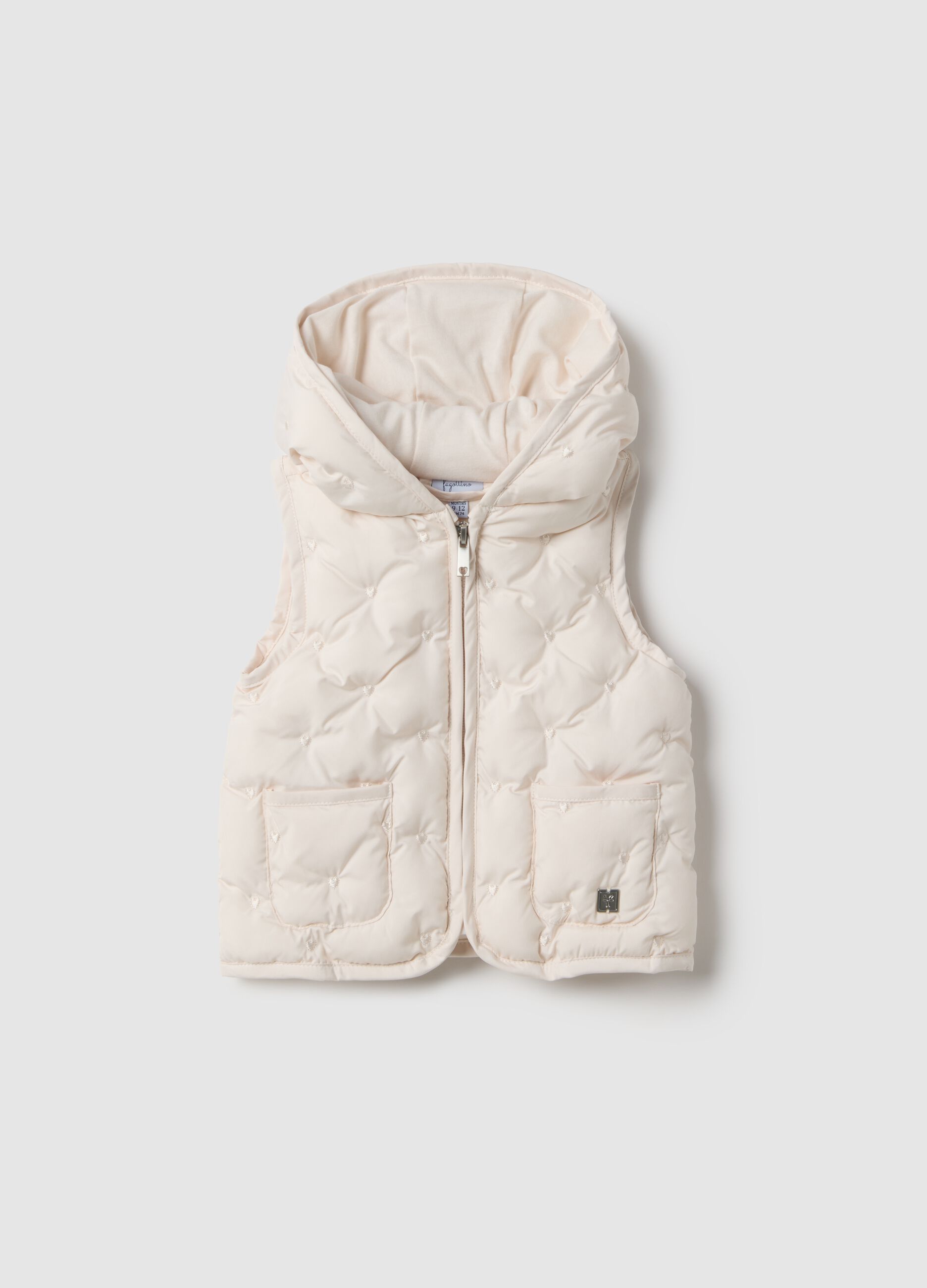 White padded regular fit gilet with hood for girl