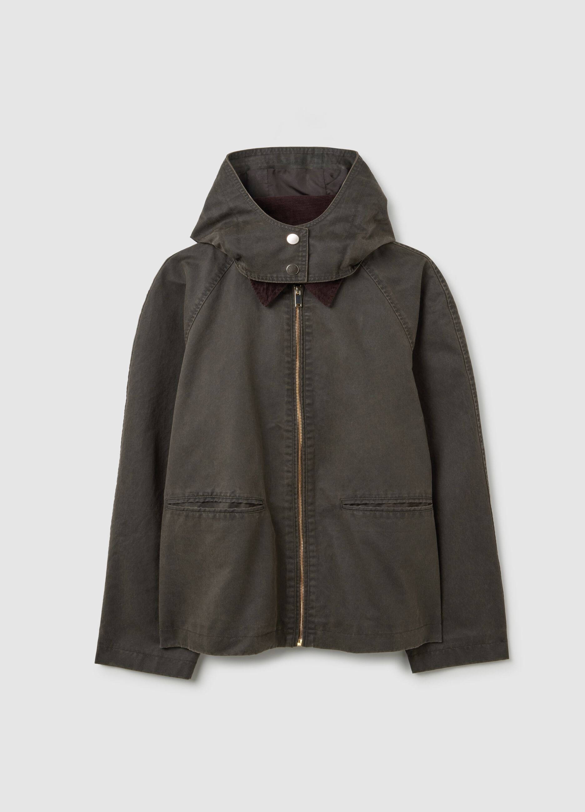 Brown Cotton Blend Jacket Regular Fit