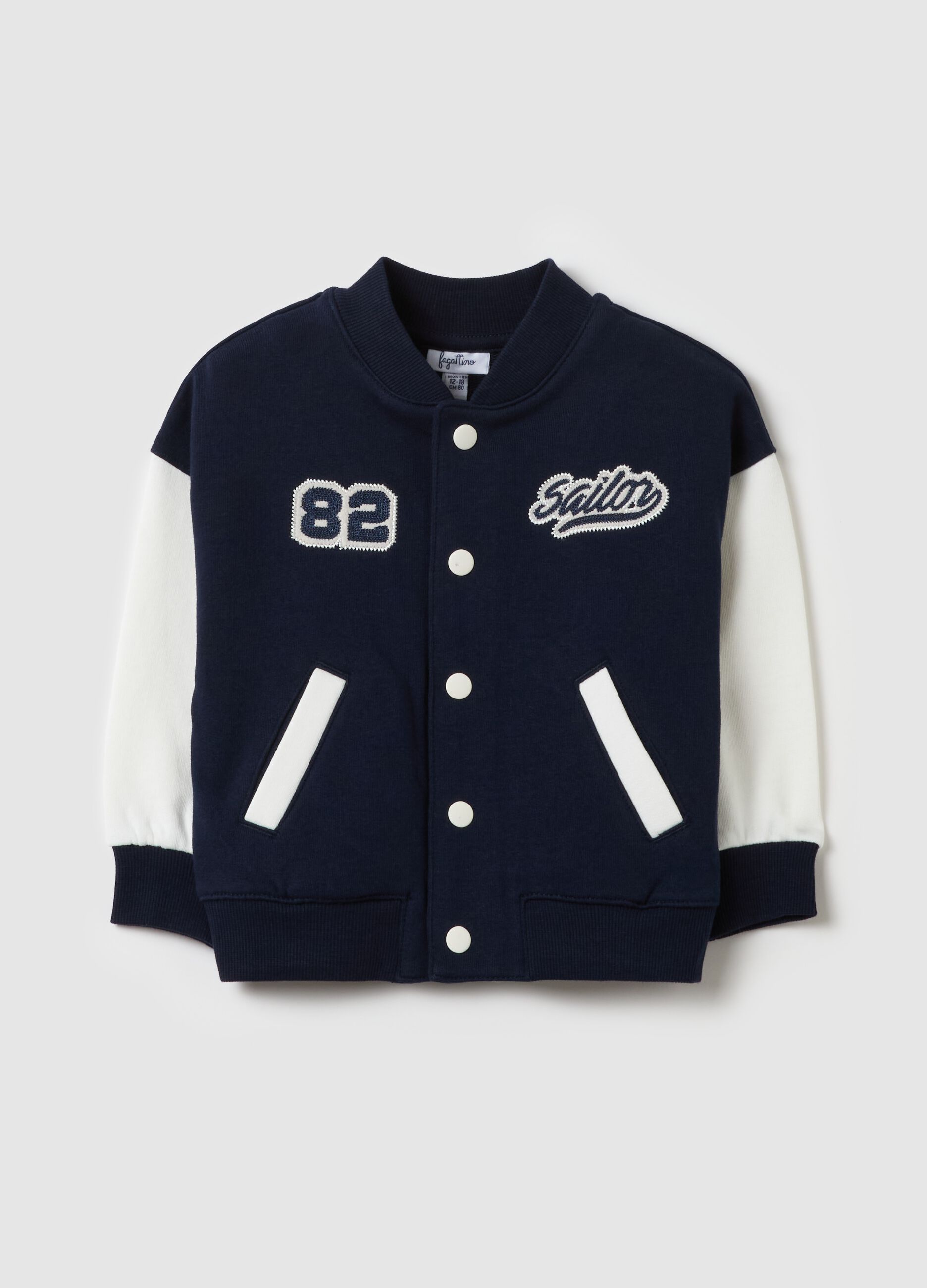 Varsity sweatshirt with bouclé patch