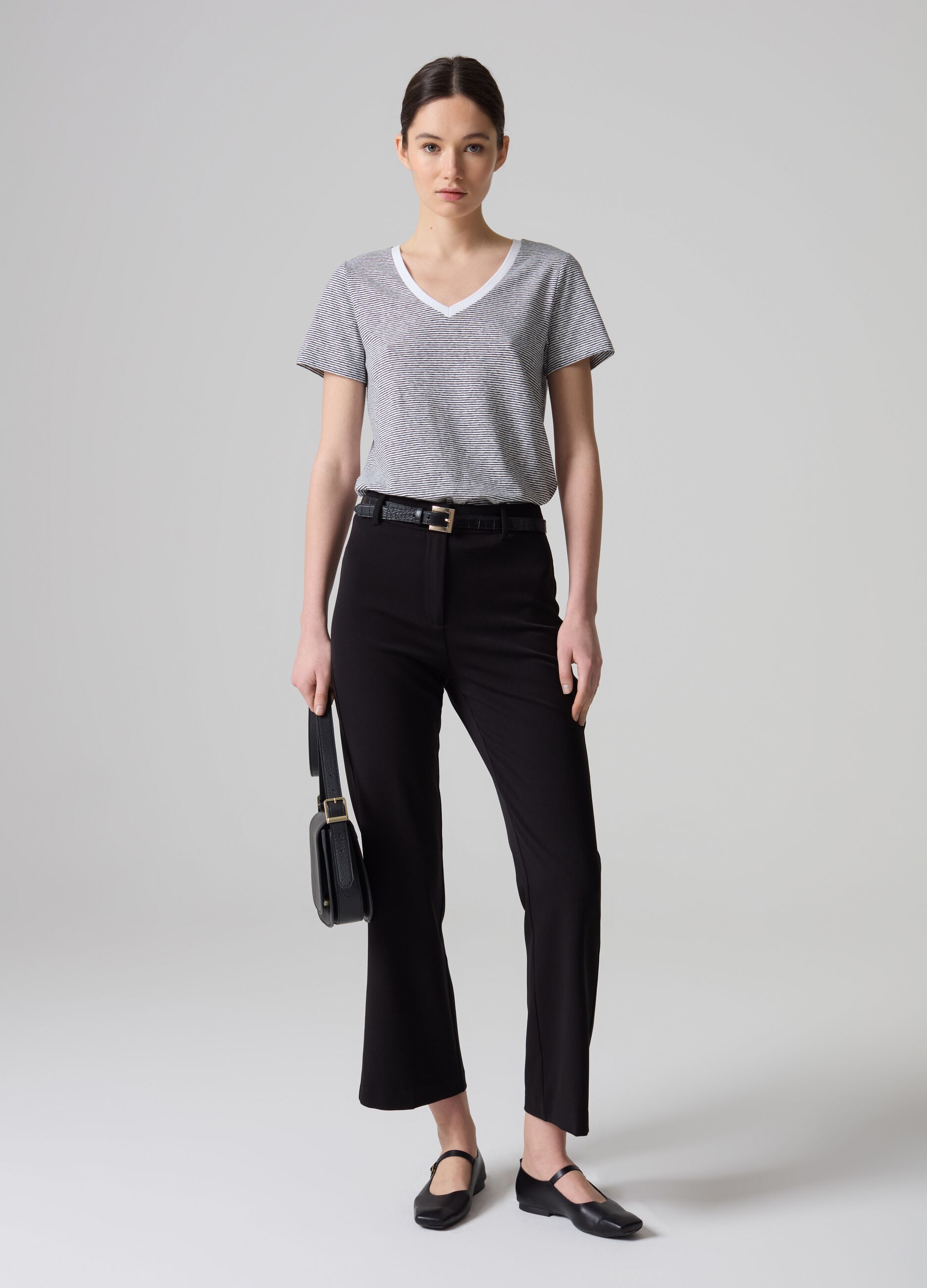 Pantaloni bootcut in tessuto elasticizzato PIOMBO