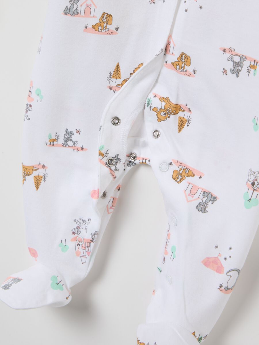 Two-pack onesies in cotton with feet and Bambi and Penny print_2