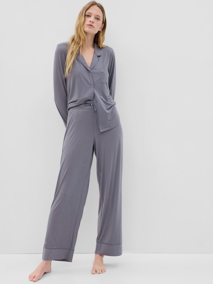 Full-length pyjama bottoms with contrasting piping_0