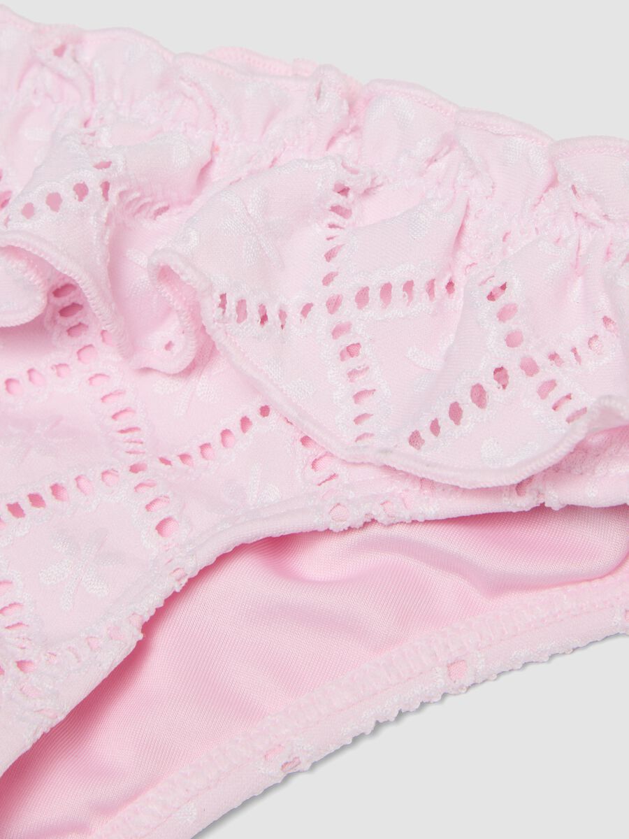 Pink stretchy bikini bottoms with frill_2