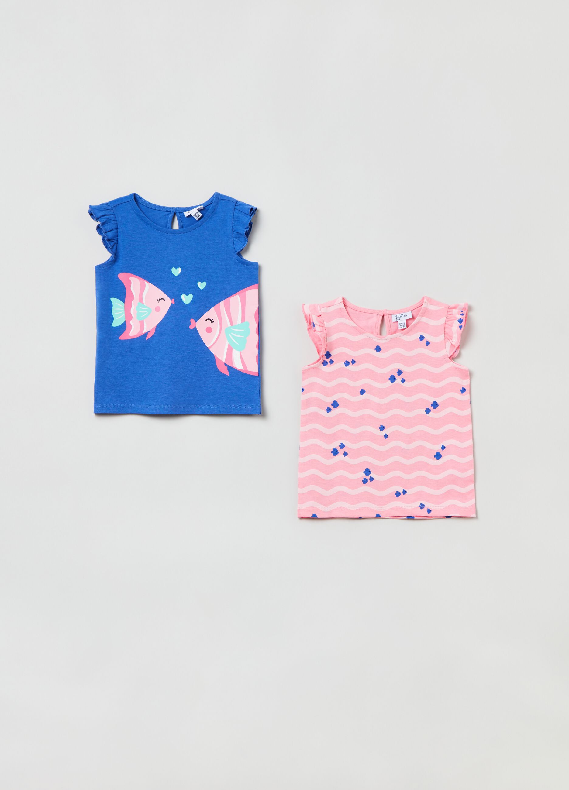 Bipack tank top in cotone con stampa_0