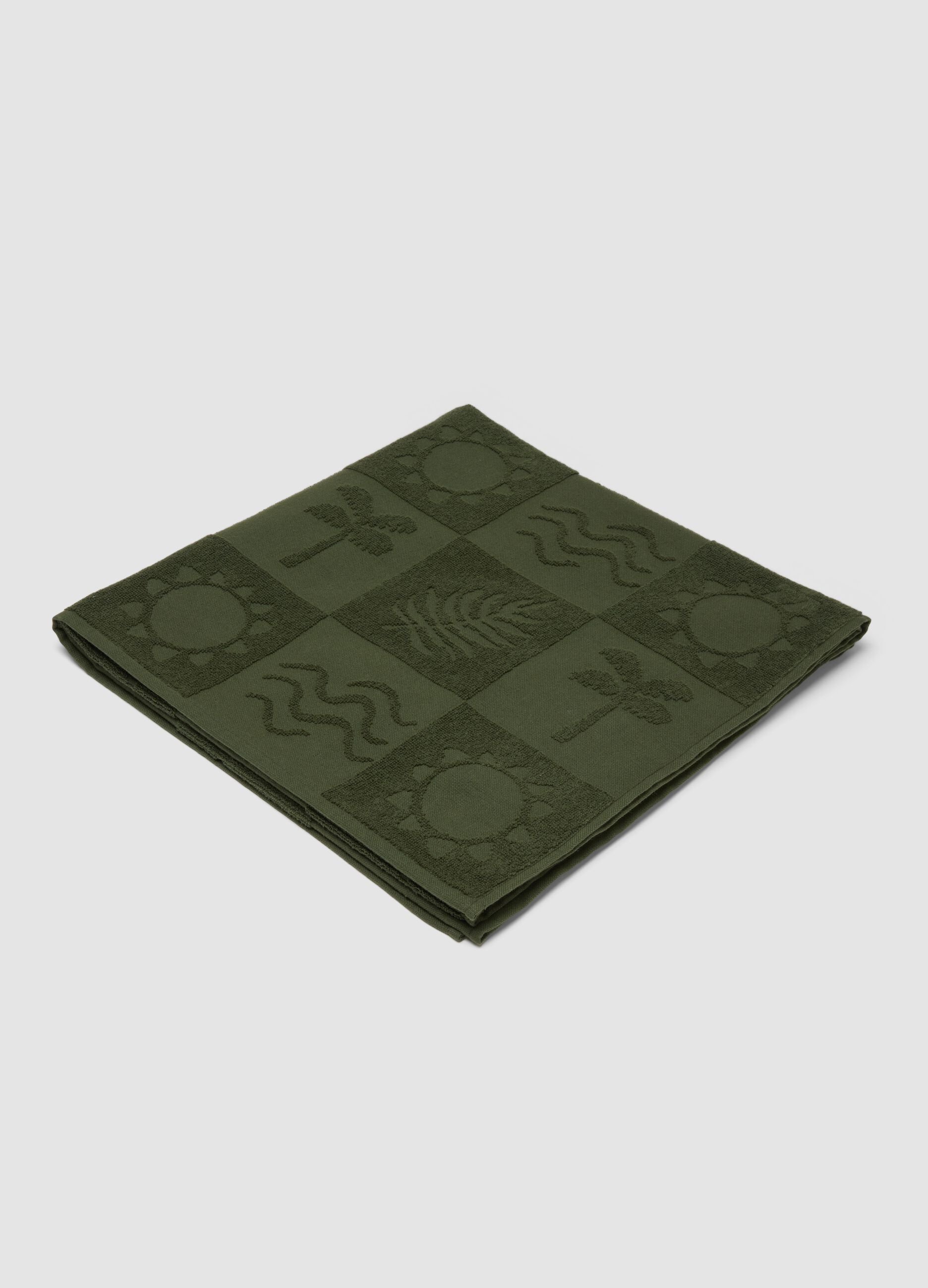 Telo mare verde in puro cotone jacquard