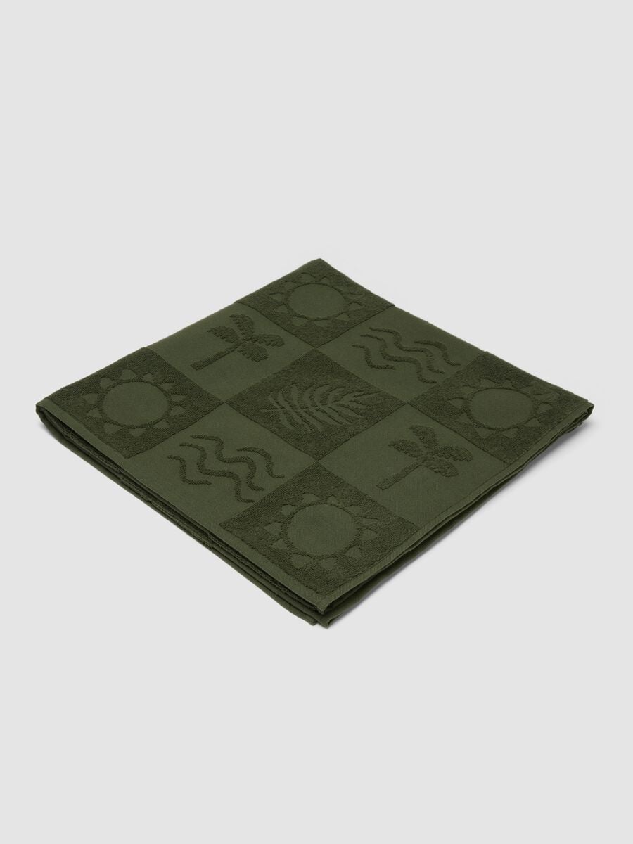 Telo mare verde in puro cotone jacquard_0