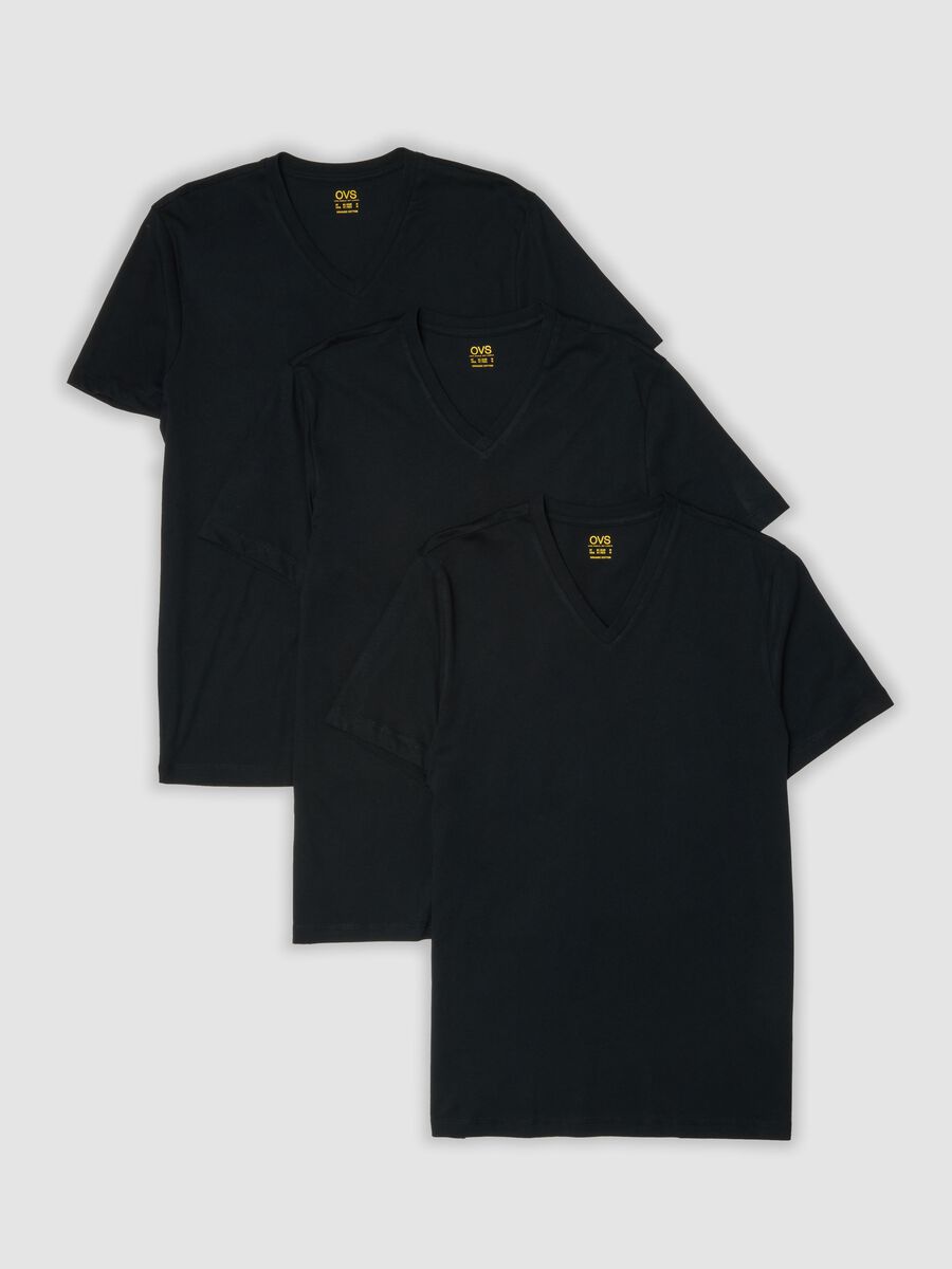 3-pack of blue organic cotton V-neck T-shirts_4