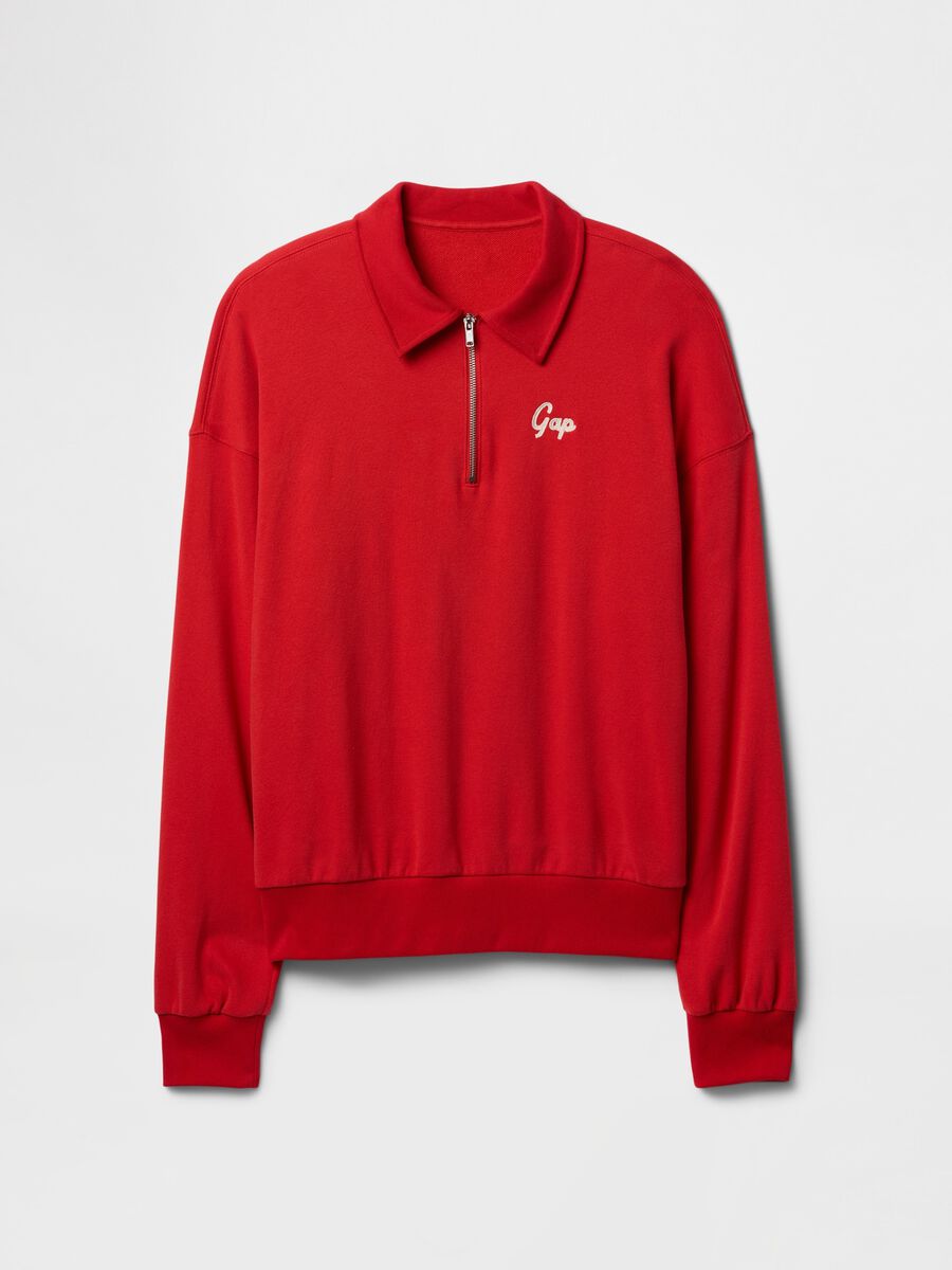 Red Gap Sweatshirt with Collar and Zip_3