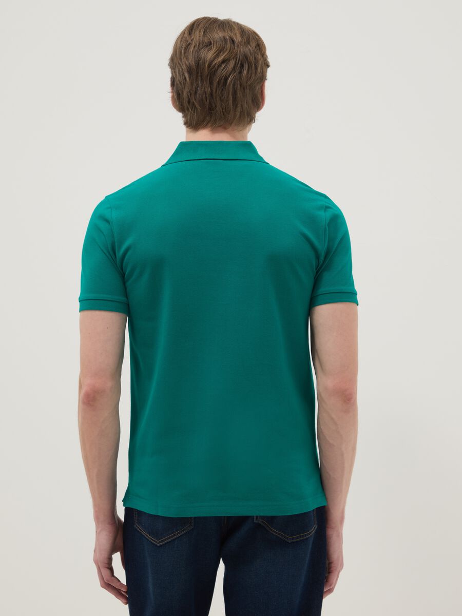 Short-sleeved pure cotton polo in green_3