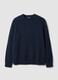 Blue crew-neck cotton and wool-blend jumper_0