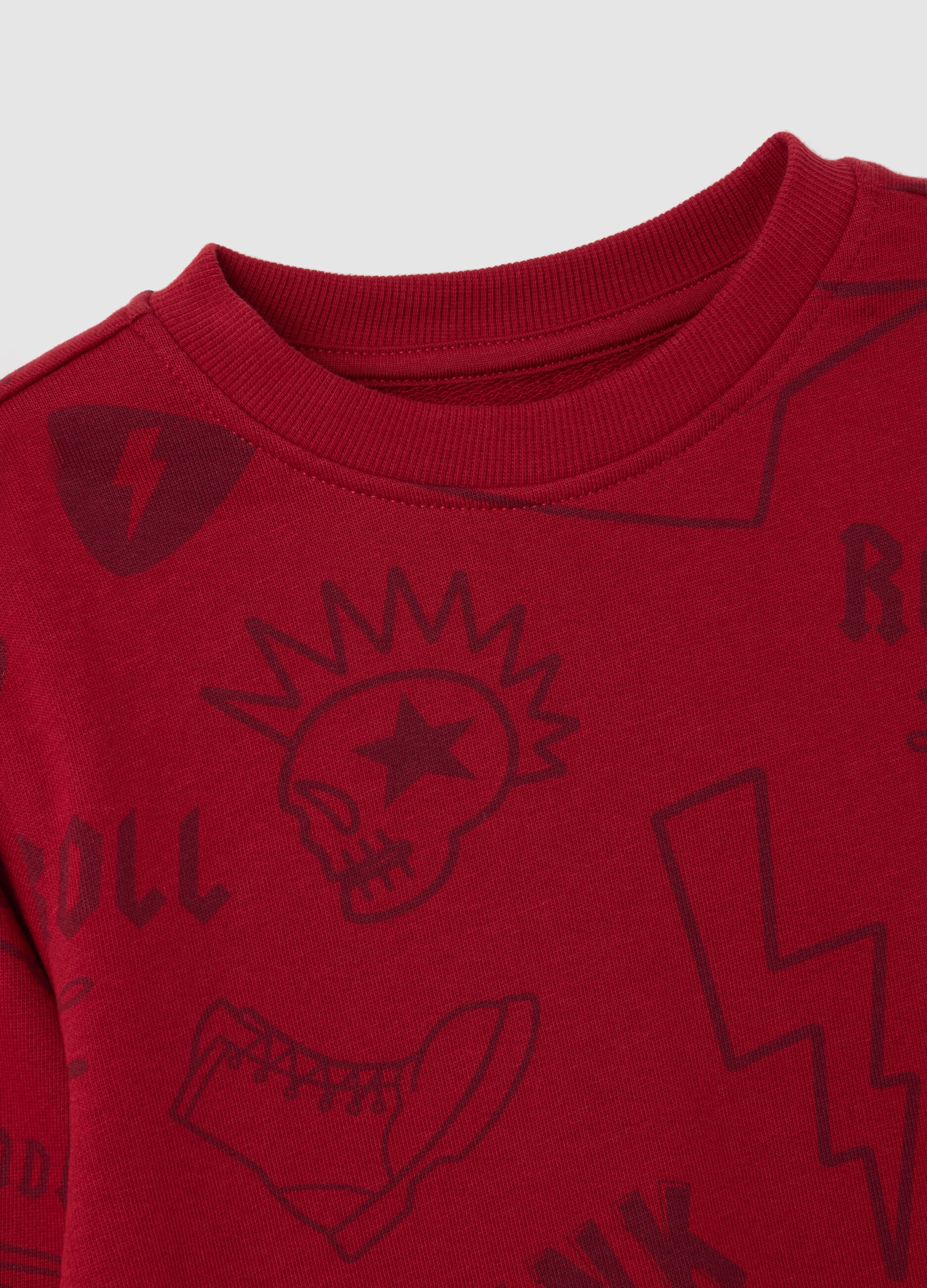 Felpa da bambino in puro cotone rossa regular fit