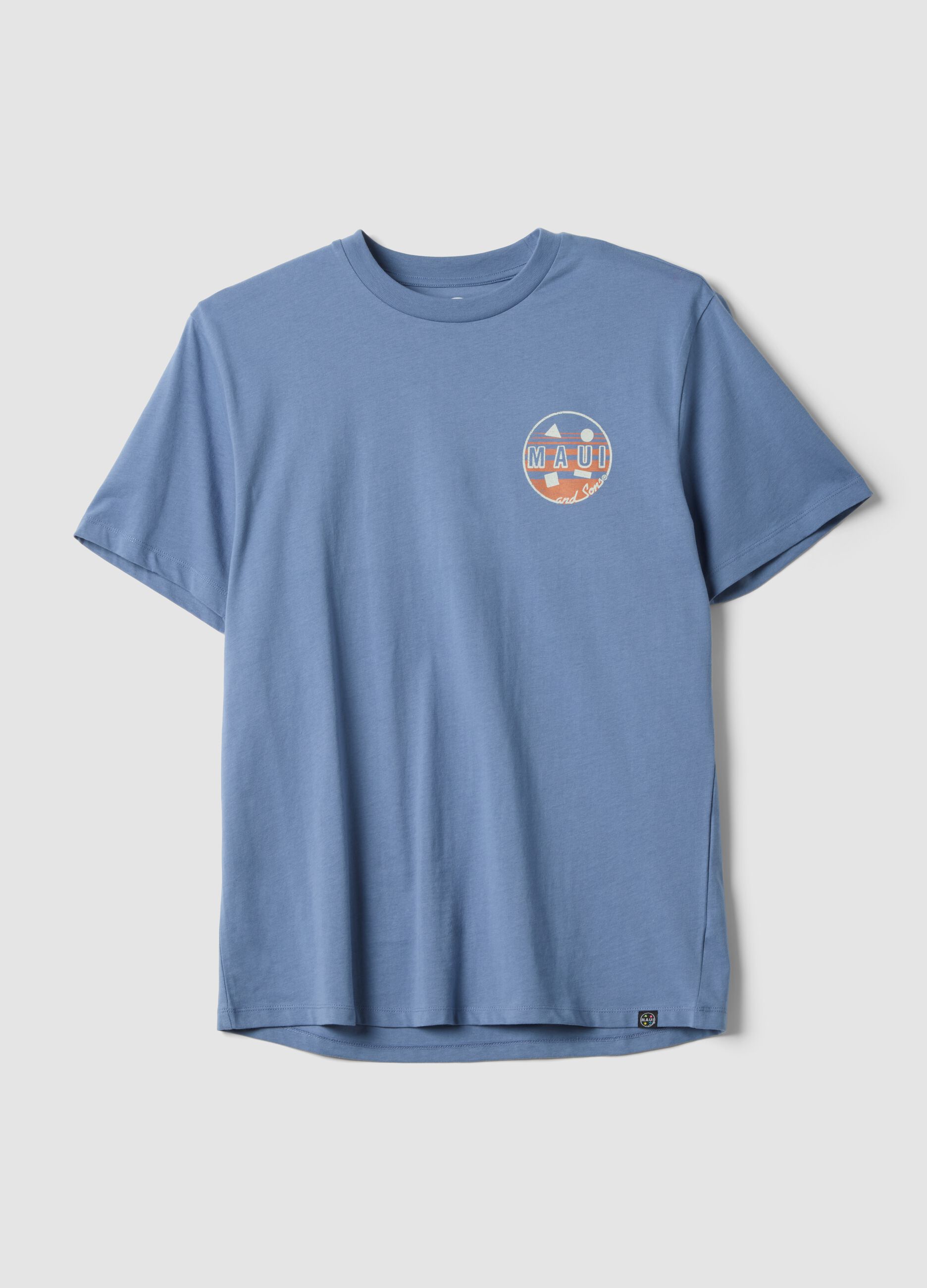 Light blue pure cotton T-shirt with print